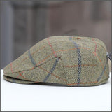 FAILSWORTH Waterproof Flat Cap Wool Flat Driving Warm MADE IN UK - Green/Blue