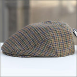 FAILSWORTH Cambridge Flat Cap Wool Flat Driving Warm MADE IN UK - Brown/Blue