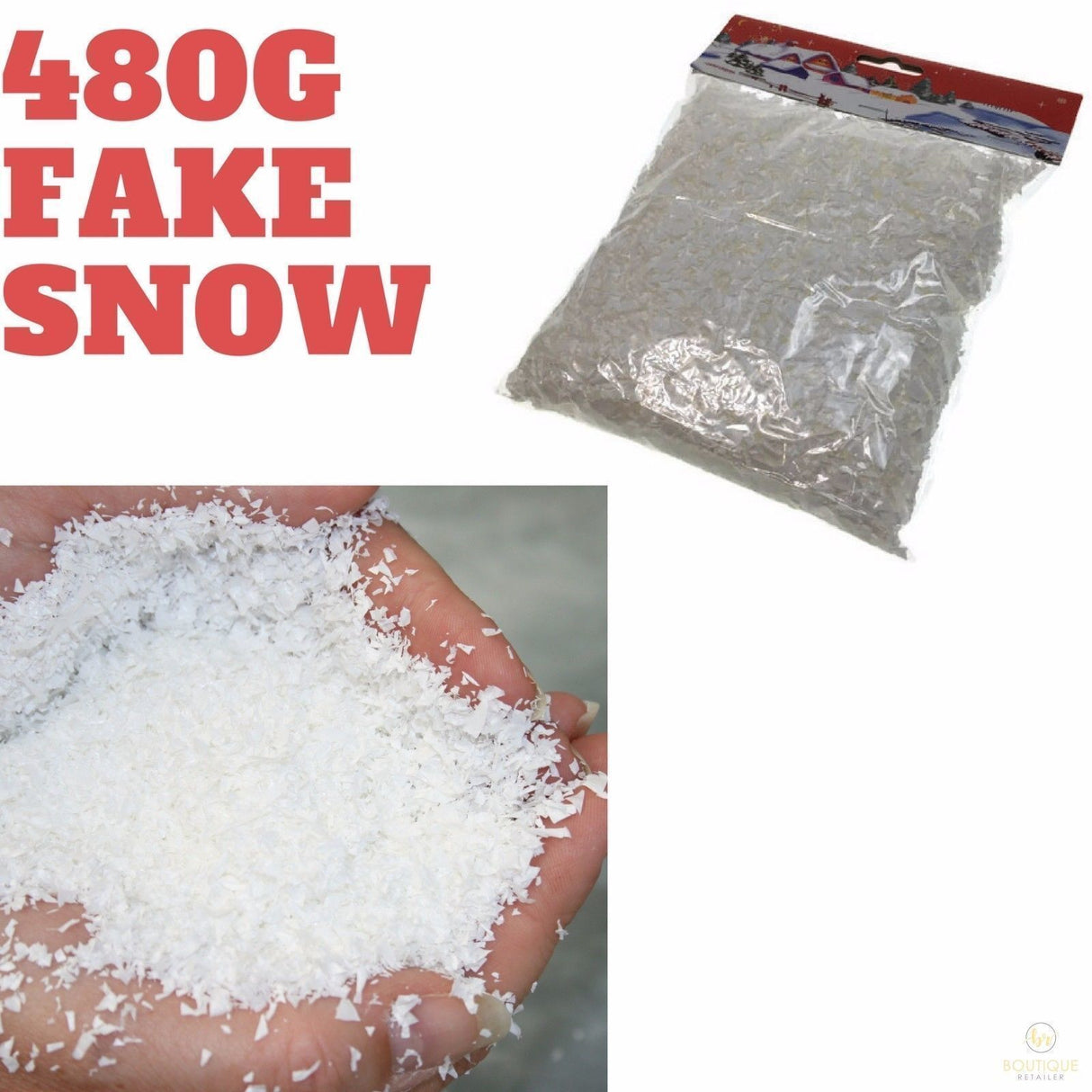 480g FAKE SNOW Christmas White Xmas Frozen Party Confetti Snowflakes BULK