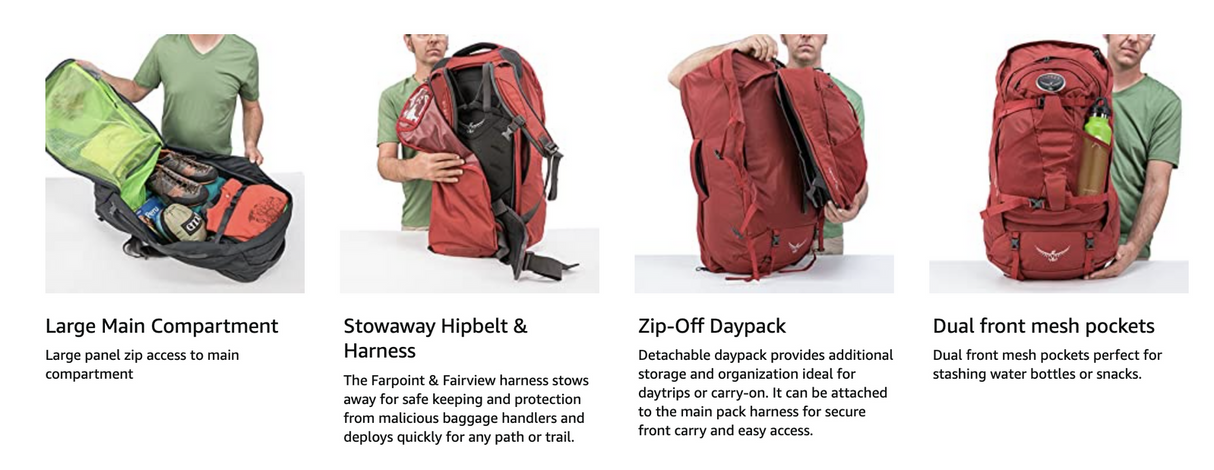 Osprey Farpoint 70 Mens Travel Backpack - Jasper Red