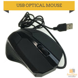 WIRED USB OPTICAL MOUSE Gaming PC LED Mice Computer Laptop 3 Button 1000 DPI