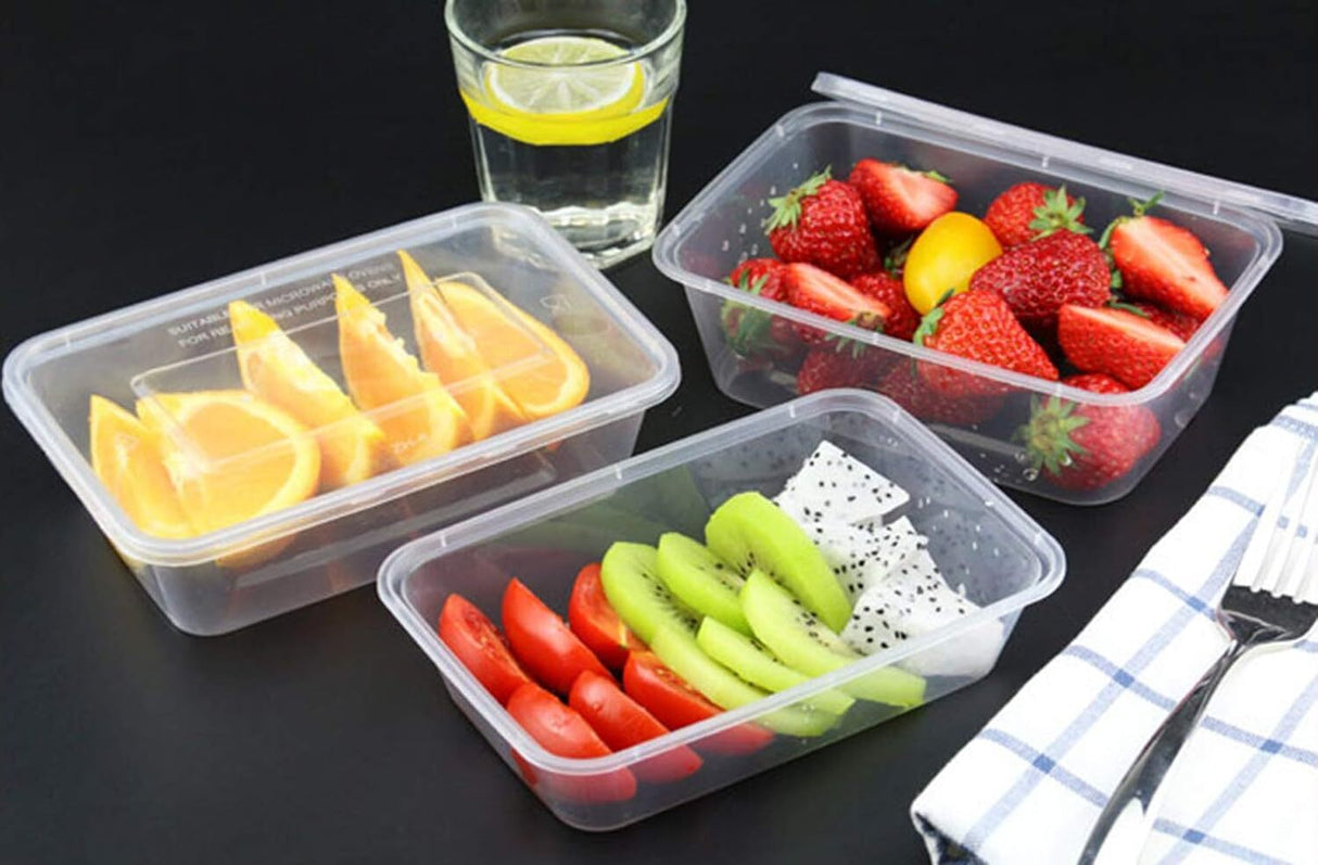 120pcs 1500ml Reusable Food Containers Plastic Meal Prep Storage - BPA Free