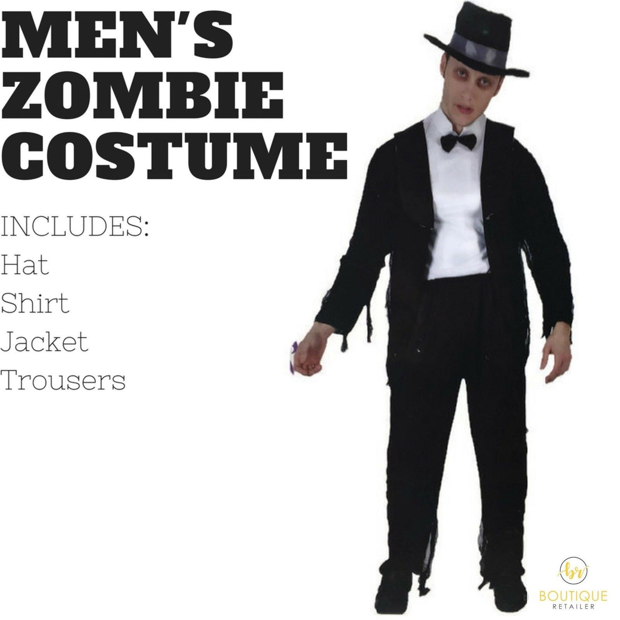 Mens ZOMBIE COSTUME Halloween Scary Undead Party Dress Up Horror