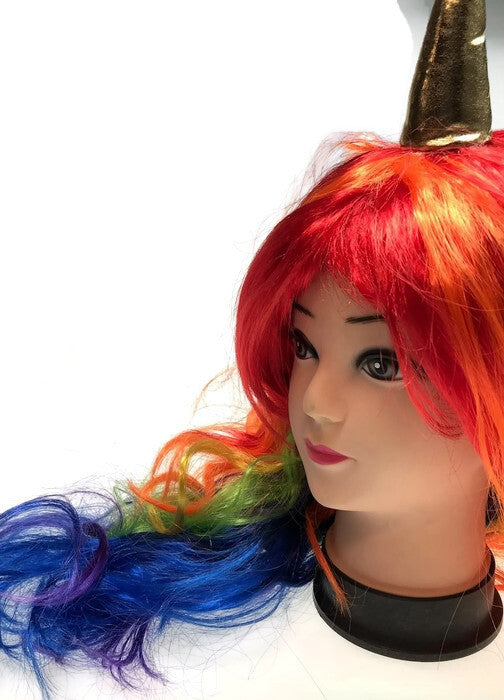 UNICORN WIG Pony Cosplay Party Costume Hair Wavy Curly Rainbow