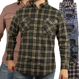 Mens FLANNELETTE SHIRT Check 100% COTTON Flannel Vintage Long Sleeve