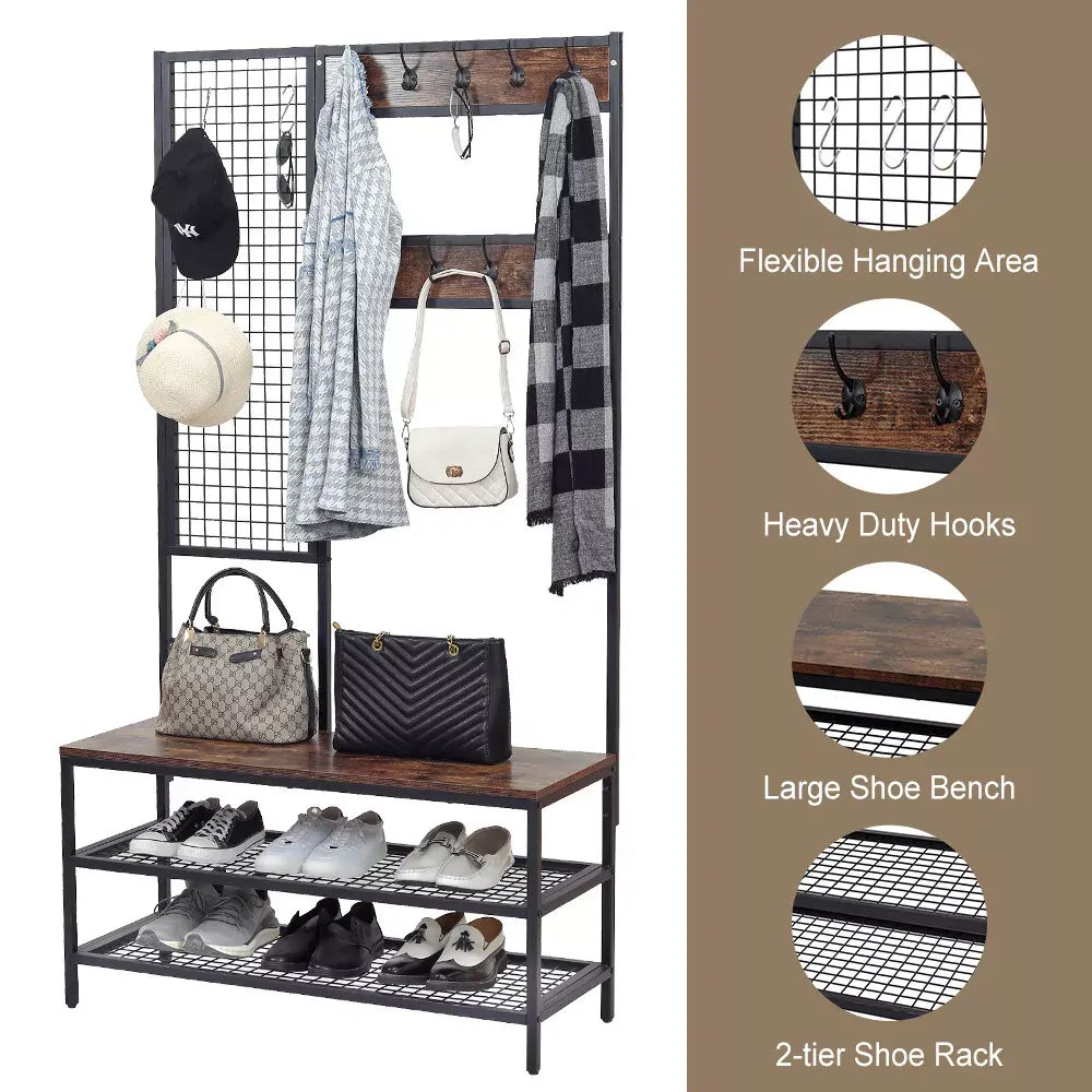 Viviendo Foyer Coat & Shoe Rack with Hooks