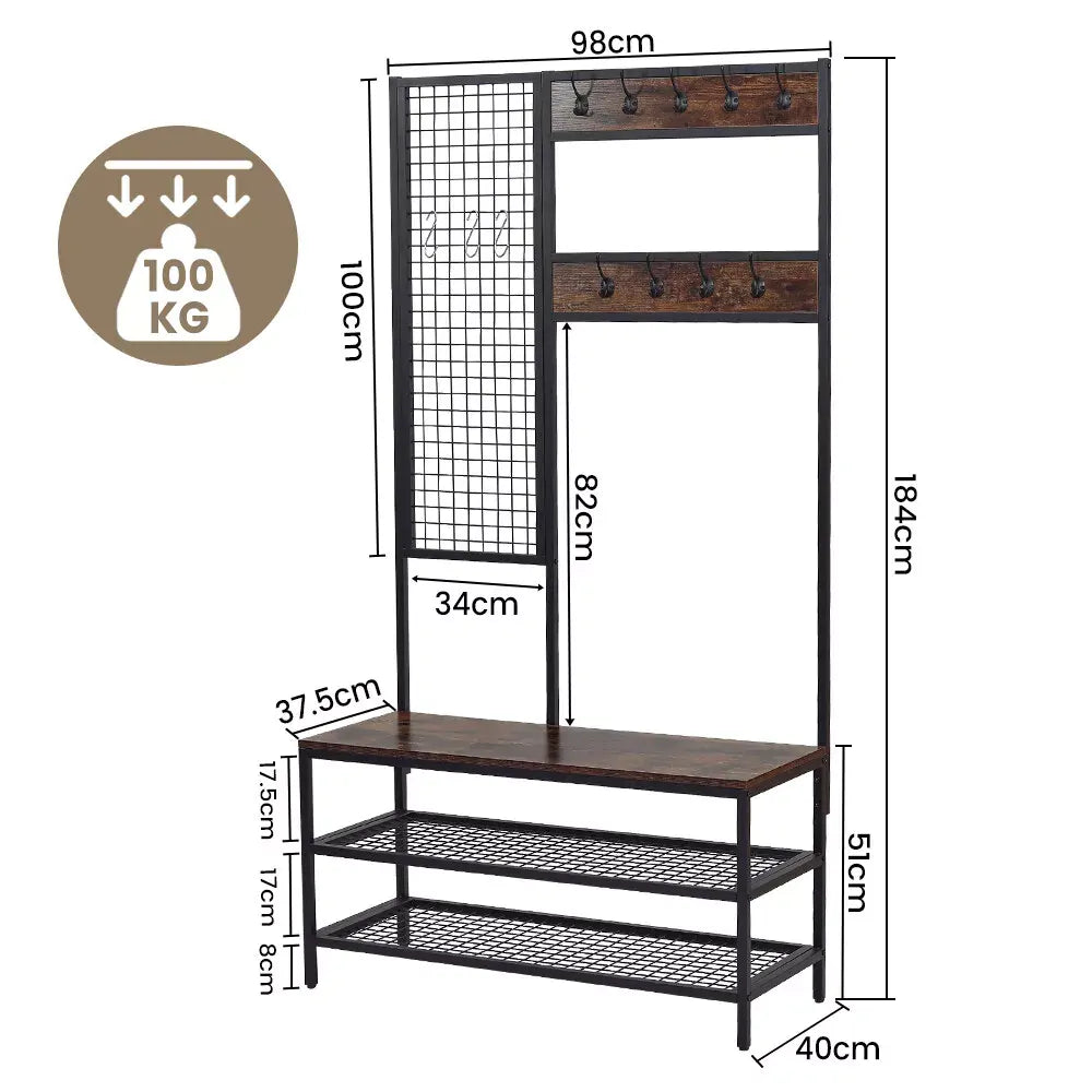 Viviendo Foyer Coat & Shoe Rack with Hooks