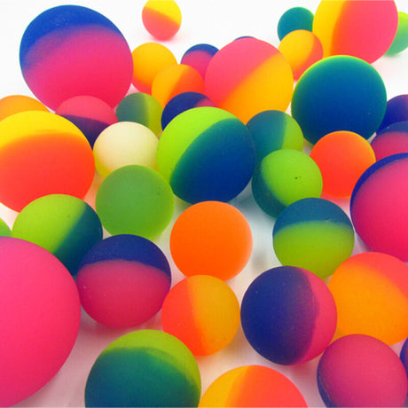 10pcs Large Frosted Rubber Bouncing Balls 60mm Mixed Colours Bulk w Storage Tub