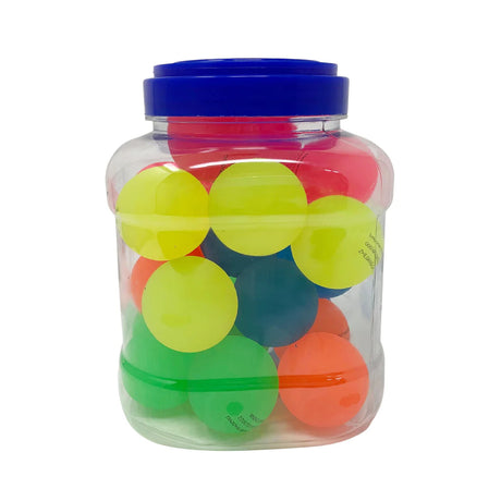 10pcs Large Frosted Rubber Bouncing Balls 60mm Mixed Colours Bulk w Storage Tub