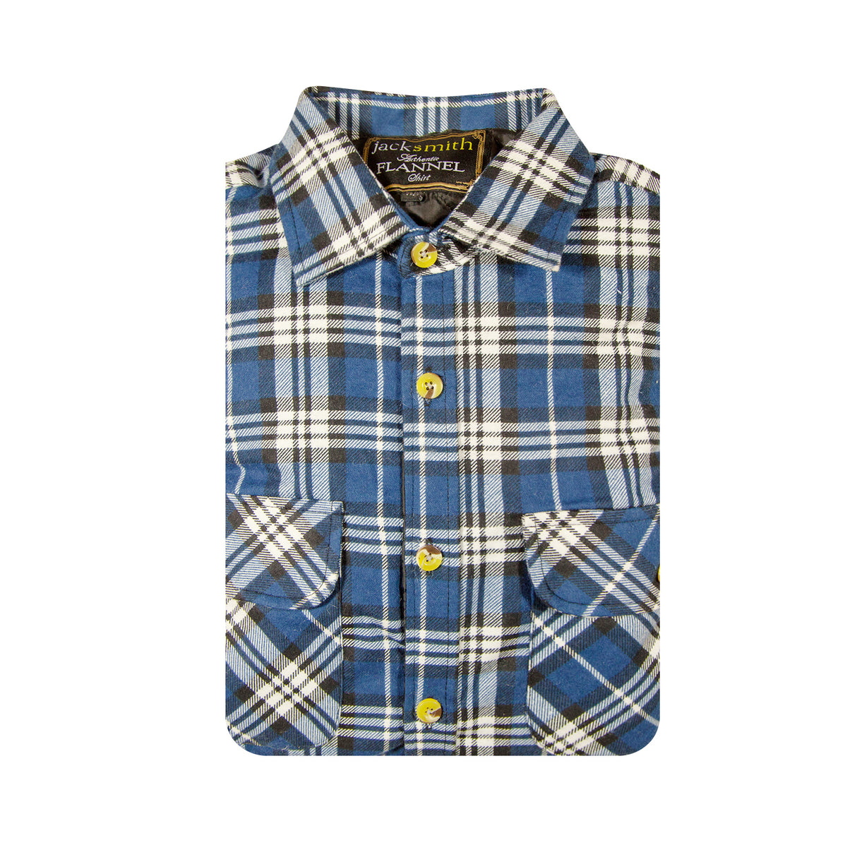 Mens Flannelette Long Sleeve Shirt 100% Cotton Check - Full Placket - Spanish Blue