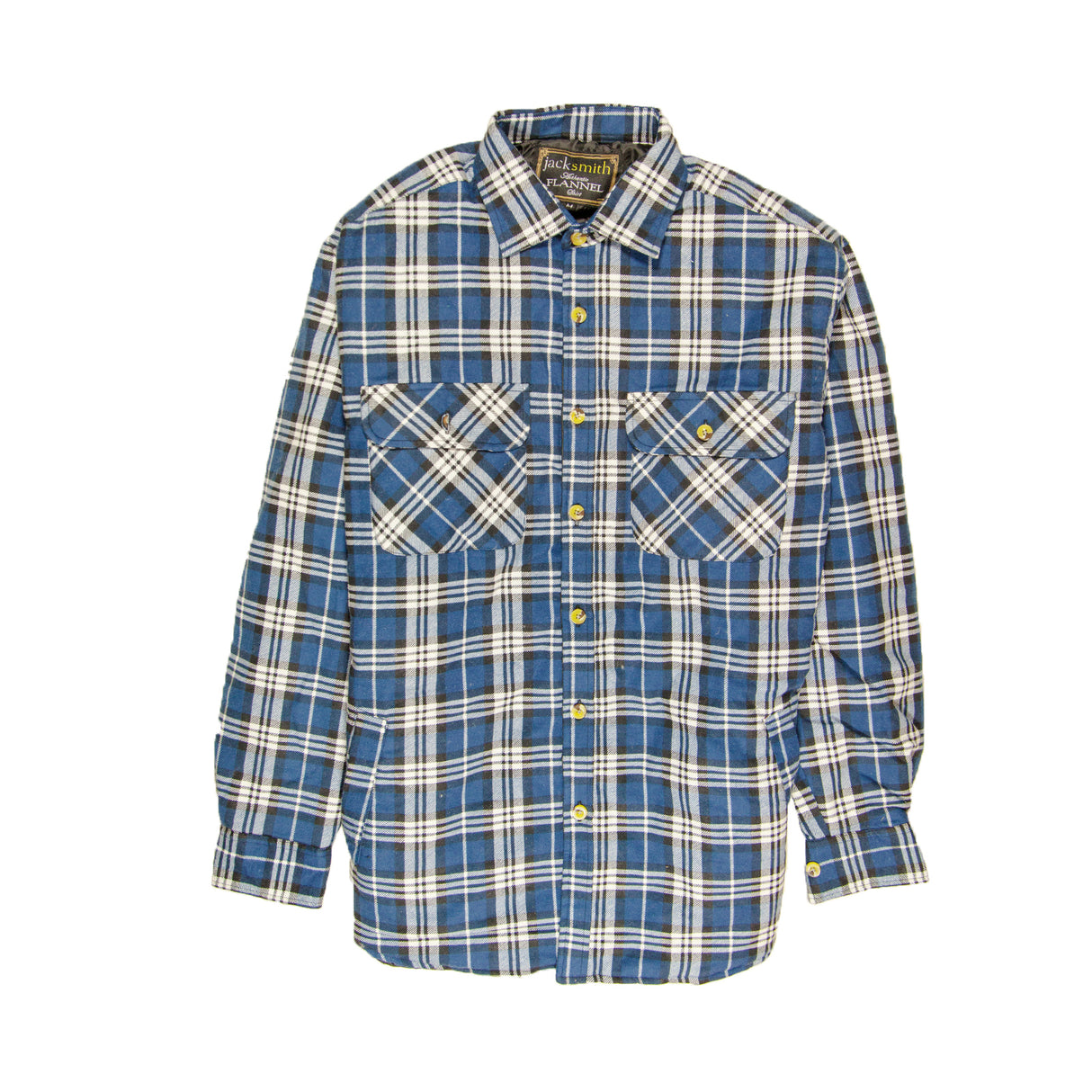 Mens Flannelette Long Sleeve Shirt 100% Cotton Check - Full Placket - Spanish Blue