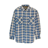 Mens Flannelette Long Sleeve Shirt 100% Cotton Check - Full Placket - Spanish Blue