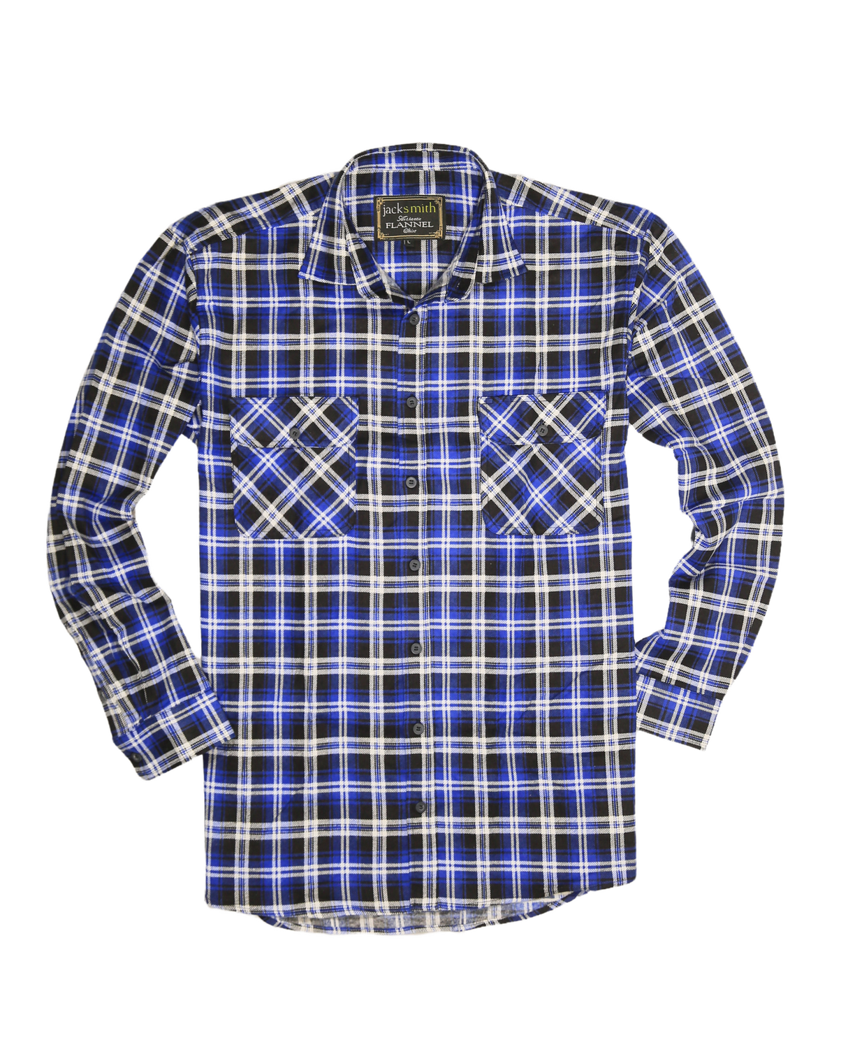 Mens 100% Cotton Flannelette Shirt Long Sleeve Check Authentic Flannel - Denim