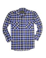 Mens 100% Cotton Flannelette Shirt Long Sleeve Check Authentic Flannel - Denim