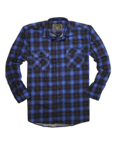 Mens 100% Cotton Flannelette Shirt Long Sleeve Check Authentic Flannel - Blue