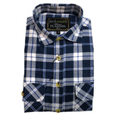 Mens Half Placket Flannelette Long Sleeve Pullover Shirt 100% Cotton Check Authentic Flannel