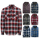 Mens Half Placket Flannelette Long Sleeve Pullover Shirt 100% Cotton Check Authentic Flannel