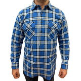 Mens Flannelette Long Sleeve Pullover Shirt 100% Cotton Flannel - Half Placket - Navy