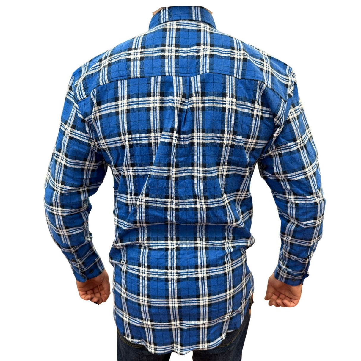 Mens Flannelette Long Sleeve Pullover Shirt 100% Cotton Flannel - Half Placket - Navy