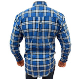 Mens Flannelette Long Sleeve Pullover Shirt 100% Cotton Flannel - Half Placket - Navy