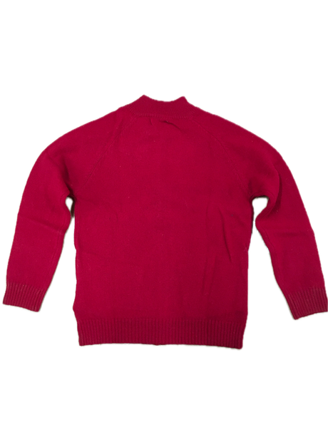 Full Zip 100% SHETLAND WOOL Up Knit JUMPER Pullover Mens Sweater Knitted - Red