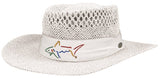 Greg Norman Straw Hat Summer Golf Signature Fedora Wide Brim - White