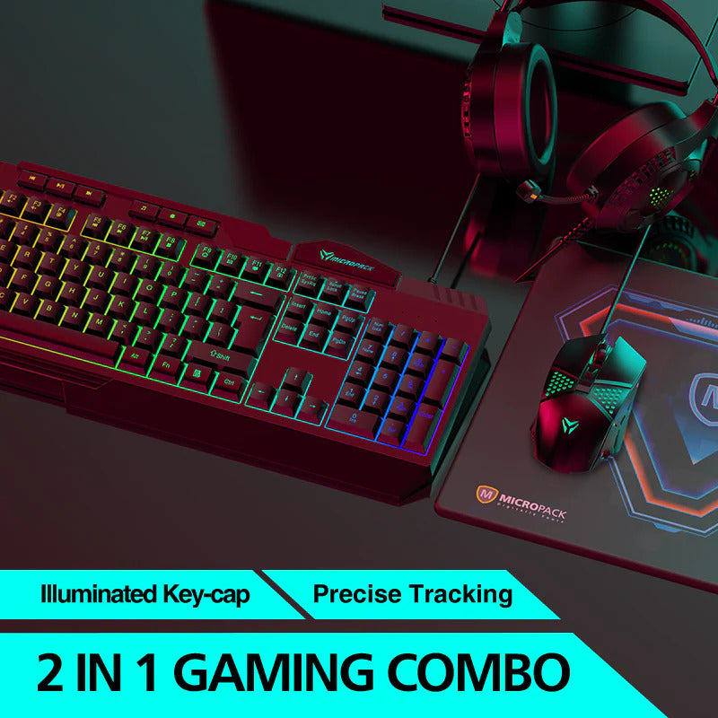 2-in-1 Wired Backlit Gaming Keyboard and Mouse Combo w/ Rainbow Lights