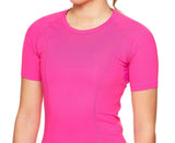 DIADORA Ladies Compression Short Sleeve Top Fitness Gym Yoga - Pink