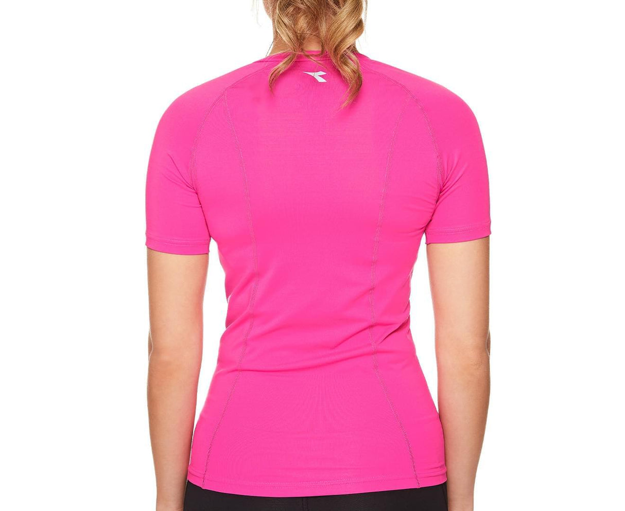 DIADORA Ladies Compression Short Sleeve Top Fitness Gym Yoga - Pink