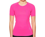 DIADORA Ladies Compression Short Sleeve Top Fitness Gym Yoga - Pink