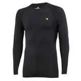 Kids DIADORA Compression Long Sleeve Tee Top T Shirt Boys Thermal - Black