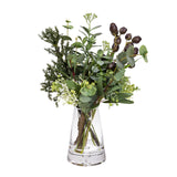 45cm Faux Gumnut Native Arrangement in Glass Artificial Green Plant Flower