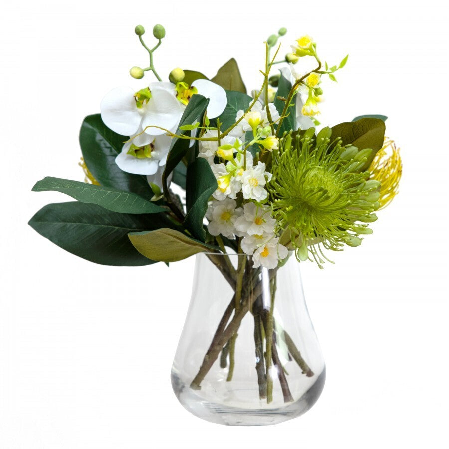 42cm Orchid Arrangement in Glass Artificial Plant Flower Décor