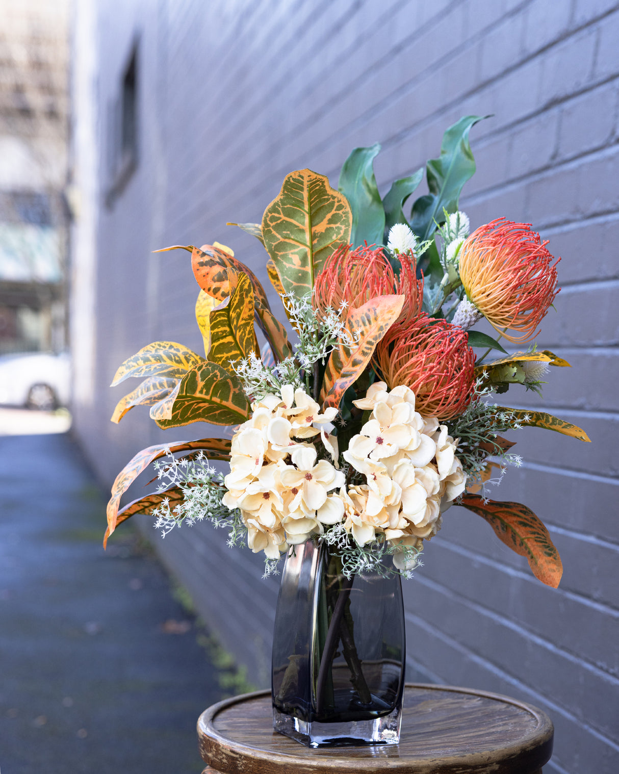 63cm Hydrangea & Croton Mixed Arrangement Artificial Flowers Plant Decor