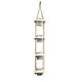 4 Tier Tin Hanging Planter Wooden Pots Plant Stand Flower Shelf Storage