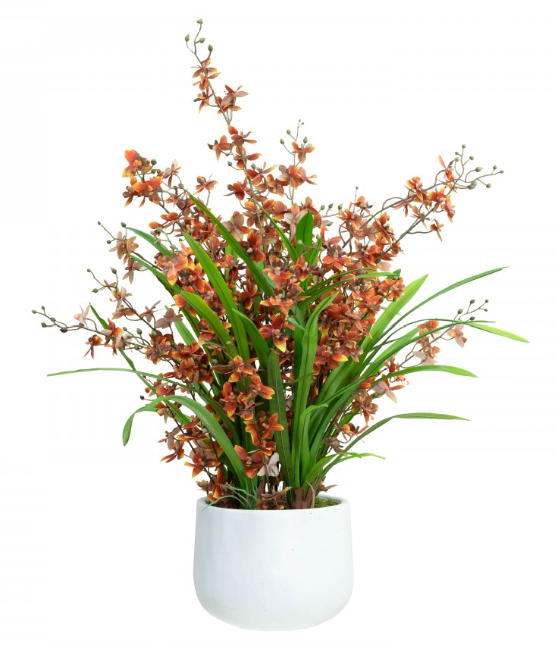 78cm Dancing Lady Orchid Plant in Pot Artificial Flower Plant Decor - Orange