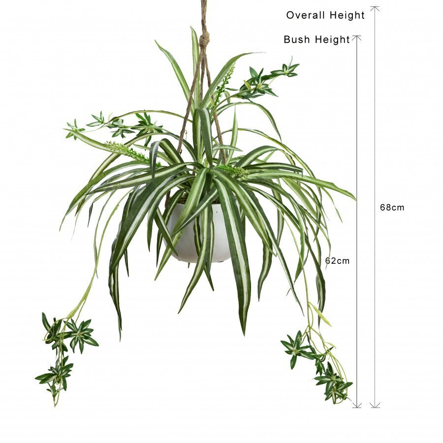 68cm Spider Plant in Hanging Planter Pot Artificial Flower Botanical