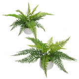 Set of 2 Leather Fern in Pot Potted Artificial Flower Green Plant