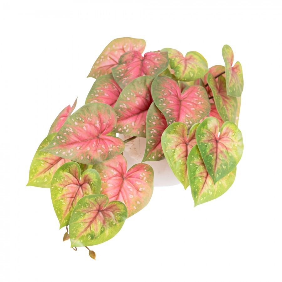 46cm Potted Faux Caladium Bush in Pot Artificial Flower Plant Green Decor in Red/Green