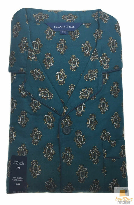 GLOSTER PLUS SIZE PAISLEY FLANNELETTE PYJAMAS Long Sleeve Sleepwear PJs Big - Teal