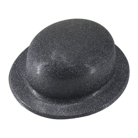 GLITTER BOWLER HAT Fancy Party Plastic Costume Cap Fun Dress Up Sparkle - Green