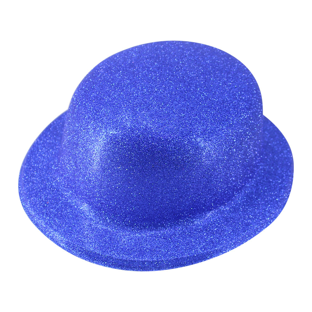 GLITTER BOWLER HAT Fancy Party Plastic Costume Cap Fun Dress Up Sparkle - Hot Pink