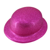 GLITTER BOWLER HAT Fancy Party Plastic Costume Cap Fun Dress Up Sparkle - Orange