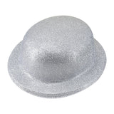 GLITTER BOWLER HAT Fancy Party Plastic Costume Cap Fun Dress Up Sparkle