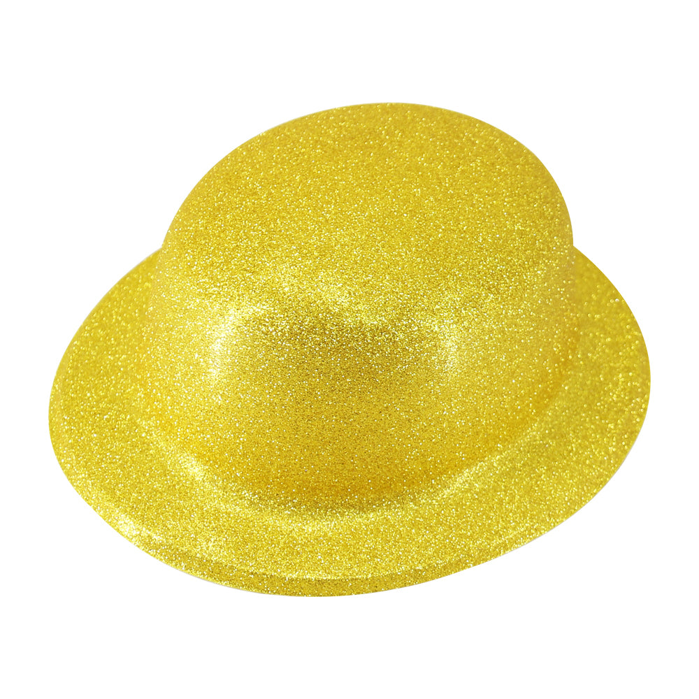 GLITTER BOWLER HAT Fancy Party Plastic Costume Cap Fun Dress Up Sparkle