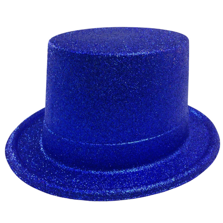 GLITTER TOP HAT Fancy Party Plastic Costume Tall Cap Fun Dress Up Sparkle - Hot Pink