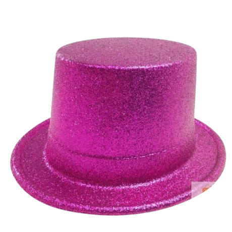 GLITTER TOP HAT Fancy Party Plastic Costume Tall Cap Fun Dress Up Sparkle - Mixed Colour Pack