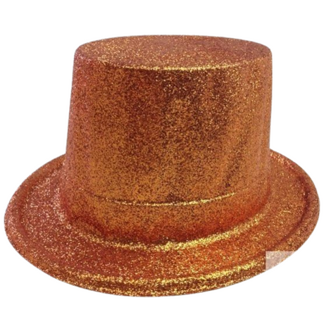 GLITTER TOP HAT Fancy Party Plastic Costume Tall Cap Fun Dress Up Sparkle - Red