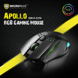 Apollo USB Wired Gaming Mouse Optical Ergonomic RGB Mouse - Black