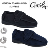 GROSBY Bi-Fold Mens Slippers Scuffs Shoes Indoor Outdoor Memory Foam Moccasins